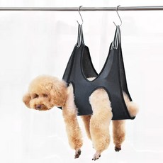 DING DONG PET 寵物透氣網眼美容吊床 XS + 掛鉤2件組, 黑色, 1套