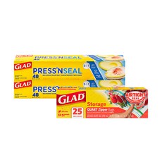 GLAD 佳能 保鮮膜 30cm*12.3m 2入+夾鏈袋 M號 17.7cm*19.6cm組, 1組