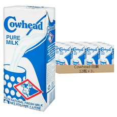 Cowhead 田園 全脂保久乳, 1L, 12瓶