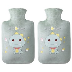 LIFEPOP 卡通超細纖維保冷保溫熱水袋 綠色恐龍 1000ml, 2個