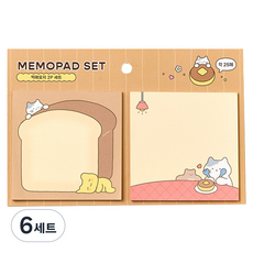 모던하우스 버터샵 버터패밀리 메모지 2종 x 25p 세트, 브레드, 6세트