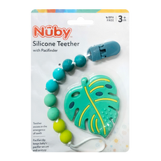 Nuby 造型矽膠固齒奶嘴鍊組, 固齒器 + 奶嘴鍊, 顏色隨機, 1組