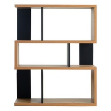 EASYHOME 收納展示書櫃 #2183, 北歐原木色 + 黑色, 3層