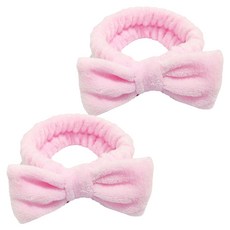 SolRoom 蝴蝶結洗臉髮帶, 寶寶粉, 2個