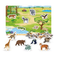 ariati 貼上並學習 動物世界 磁性海報 + 磁性拼圖 25片 ver 2 套組, 混合顏色