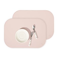 Haru Gonggan 圓形矽膠餐桌墊, 淡粉色, 2個