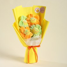 뷰티풀데코센스 해피 스마일 인형 꽃다발 + 스티커 세트, 옐로우, 1개