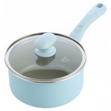 green chef IH爐適用 Sandstone 鑽石陶瓷塗層不沾單柄湯鍋 不挑爐具 天然無毒, 1個, 16cm, 粉彩藍