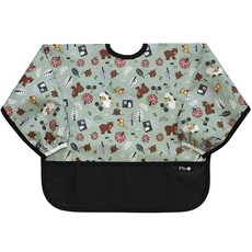 플리에 배색 방수 긴팔 턱받이, 13베어덕, 1개, 1매