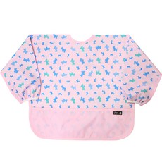 플리에 배색 방수 긴팔 턱받이, 39핑크강아지, 1개, 1매