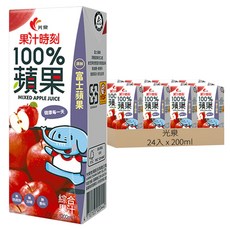 光泉 果汁時刻100%蘋果綜合果汁, 200ml, 24入