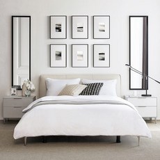 까사미아 로베르 가죽 침대 프레임 단품 방문설치, 라이트그레이