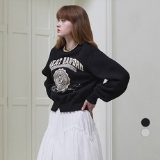 EGOIST 女款下擺開衩字母點綴棉質大學T EQ4BO021