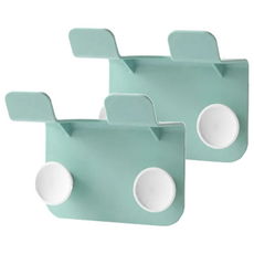 多功能掛勾吹風機架, ABS材質, 加購無痕背膠, 繞線收納, 綠色, 2個