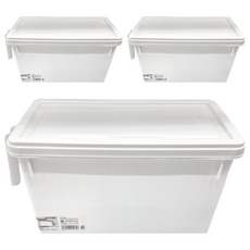 FUDOGIKEN 不動技研 手把附蓋收納盒 - 4.7L, W15.7 x D31.2 x H16cm, 白色, 3個