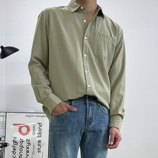 DIELCRI 男士寬鬆大尺碼防皺四季長袖襯衫