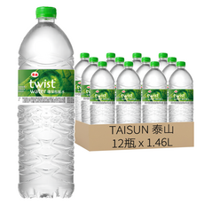 TAISUN 泰山 twist water 環保包裝水, 1.46L, 12瓶