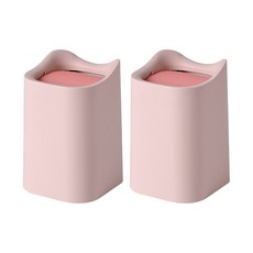 홈카롱 파스텔 예쁜 책상 탁상 미니 휴지통, 핑크, 2개