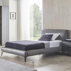 까사미아 로베르 가죽 침대 프레임 단품 방문설치, 그레이