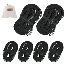 冷冰冰的 露營天幕織帶 主2入 + 輔助4入 + 收納袋套組, 黑色