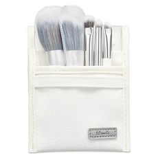 fillimilli mini makeup brush set 5P N 臉部刷具5件組 贈收納袋, 白色刷柄/白色刷毛, 1組