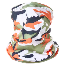 冰絲頭巾 - 迷彩亮橘 涼感材質 透氣吸汗 遮陽防曬 百變造型, 24 x 48 cm, 1個
