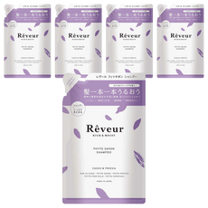 Reveur 芮芙茹 植物性洗髮露 黑加侖+小蒼蘭 補充包 零矽靈 豐盈, 400ml, 5包