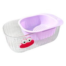 雙層蔬果瀝水籃, 2層, 1個, 紫色