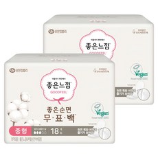 GOODFEEL 優質純棉無漂白衛生棉 翼型, 2包, 中型, 18片