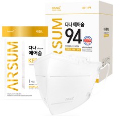 다나마스크 에어숨 컬러 대형 KF94, 50개입, 1개, 흰색