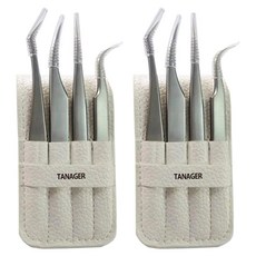 高級鑷子 4支+收納套, 混色, 2組