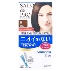 DARIYA 塔莉雅 SALON de PRO 沙龍級染髮劑 無香料無氨 快速染髮霜, 6號 暗褐色, 1盒