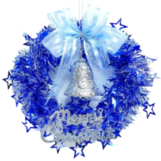 MODACore 摩達客 10吋藍銀系簍空星星金蔥花圈, 藍銀系, 1組