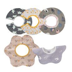 Hararoi Animal Friends圍兜 5入, 混色