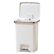 EKO 簡約方形腳踏式垃圾桶 25L, 白色