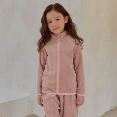 유라비 아동용 코코 기모 골지 코듀로이 자켓 하이넥 아우터 후리스 집업