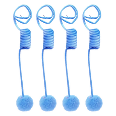 寵物夢工廠 彈簧吊掛鞦韆毛球 長180cm, 藍色, 4個