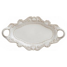 COZY TABLE 復古巴洛克風手柄盤, 1個, 米色