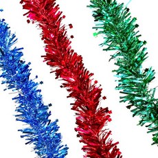 MODACore 摩達客 寬窄條金蔥彩條龍柱 小星星 聖誕裝飾 3條, 270cm*4吋