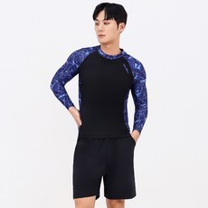 AQUATICA 男款防曬長袖泳衣+短褲套組 AQAMAW-PZ, 黑色