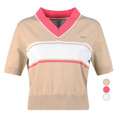 luxgolf 女款V領撞色短袖針織衫 LB4M616W