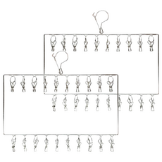 20夾不鏽鋼衣襪架 2個, 銀色