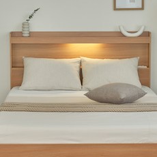 퍼리든 엔클라 LED 3단 서랍 침대 프레임 단품, 오크