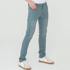 CARET 男款修身直筒牛仔褲, 34號, 淺藍色