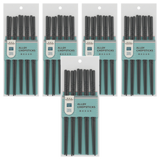 GOZENBO 御膳坊 圖紋合金筷 5雙, 筷子, 黑色, 1組