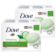 Dove 多芬 清爽水嫩潔膚皂，小黃瓜及綠茶香氣，4入組, 360g, 2盒