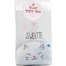 피크닉하우스 반투명 쿠키봉투 냥이 + 친구야 스티커, 혼합 색상, 30세트