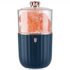 YUNMI 天然水晶原石 水晶香薰鹽燈/香薰燈/床頭燈/七彩氛圍燈/小夜燈, 藍色