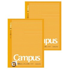 KOKUYO Campus黏貼資料筆記本 A罫 7mm行距 30行 30張/本 H266mm x W198mm 日本產, 橘黃色, 2本