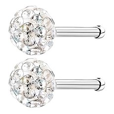 Brilliant Beauty 耀眼美人 白彩迷你聚光球鋯石鑽養耳棒鈦閃耀/鈦鋼耳環 2個